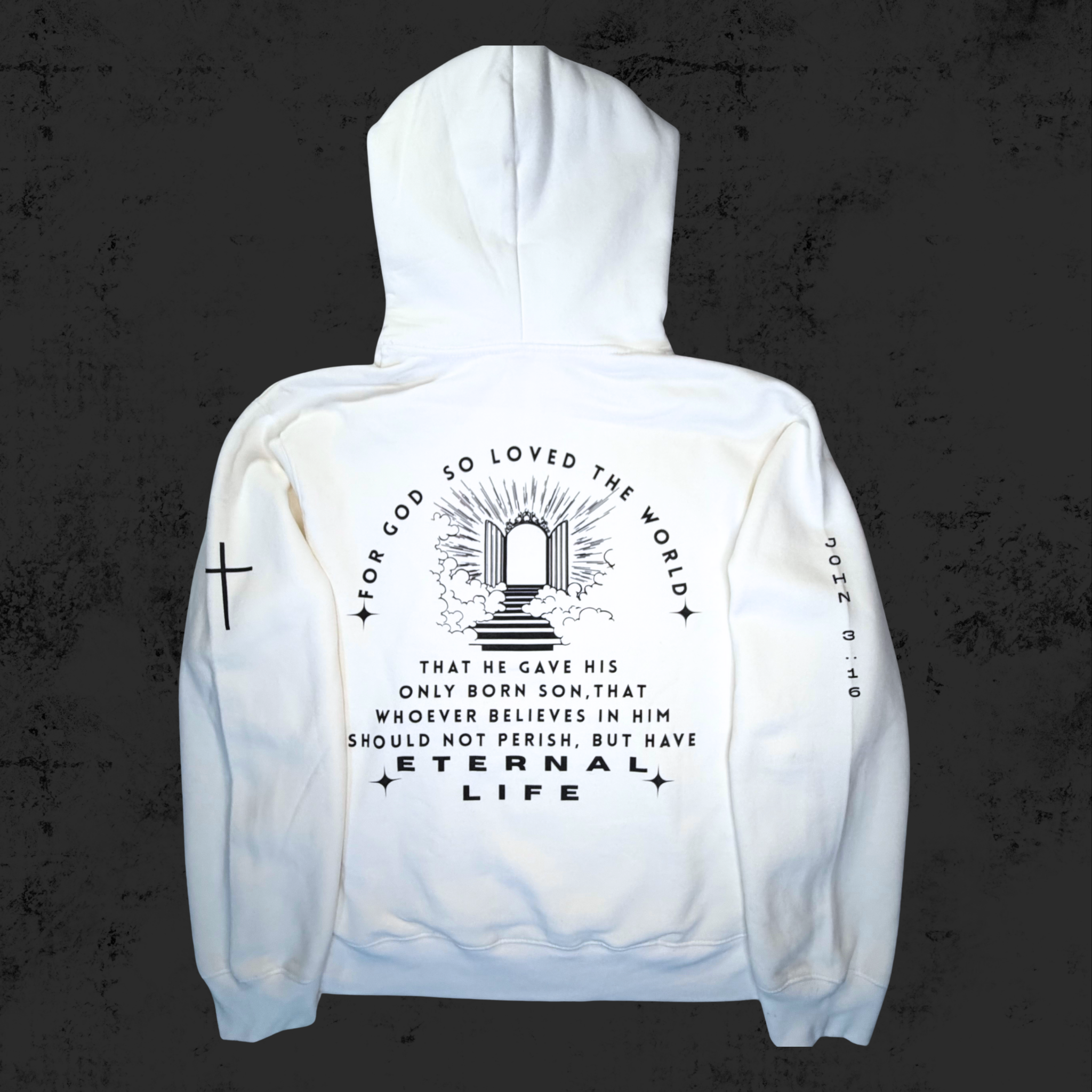 John 3:16 White Hoodie
